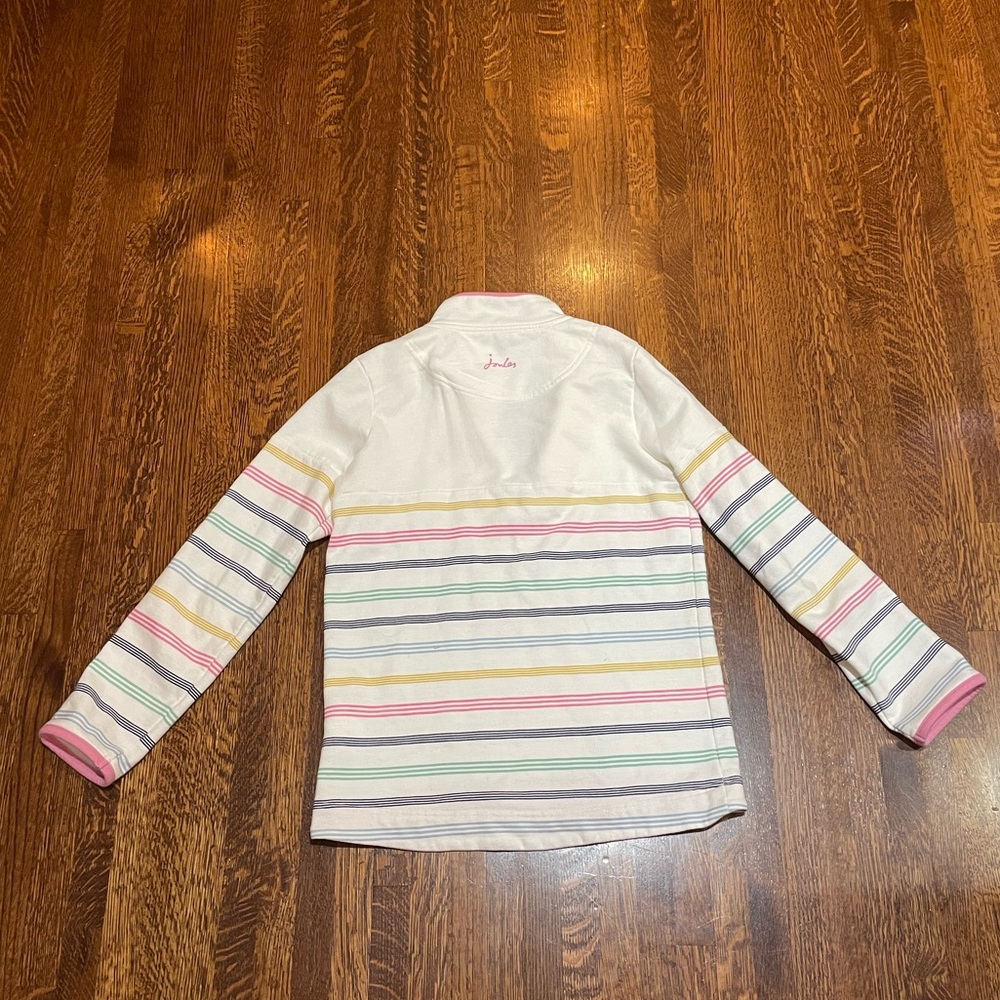 Joules Girls Fairdale Cream Multi Stripe Quarter Zip - Picture 5 of 6